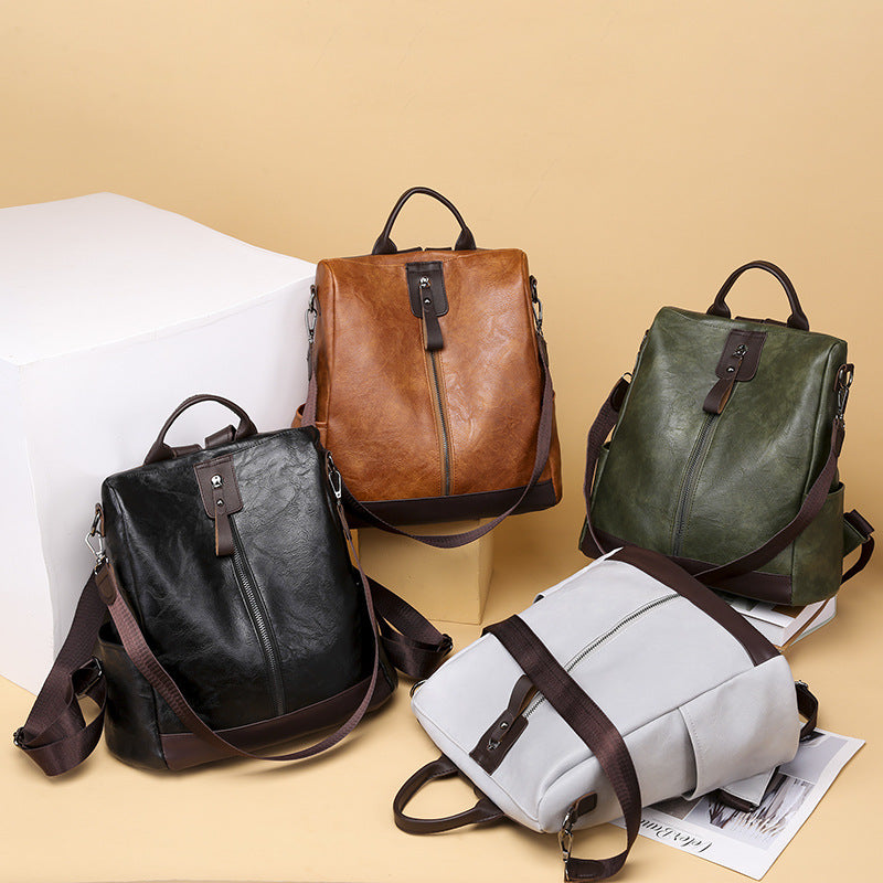 Women's Graceful Retro Soft Leather Leisure Backpacks