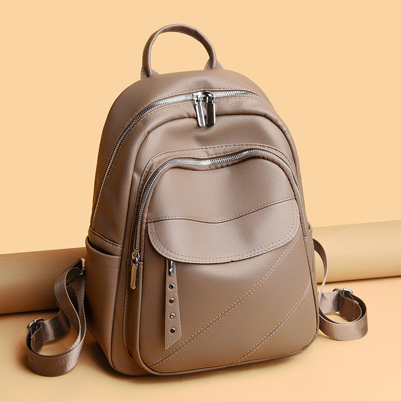 Women's Korean Style Fashion Soft Leather High Backpacks