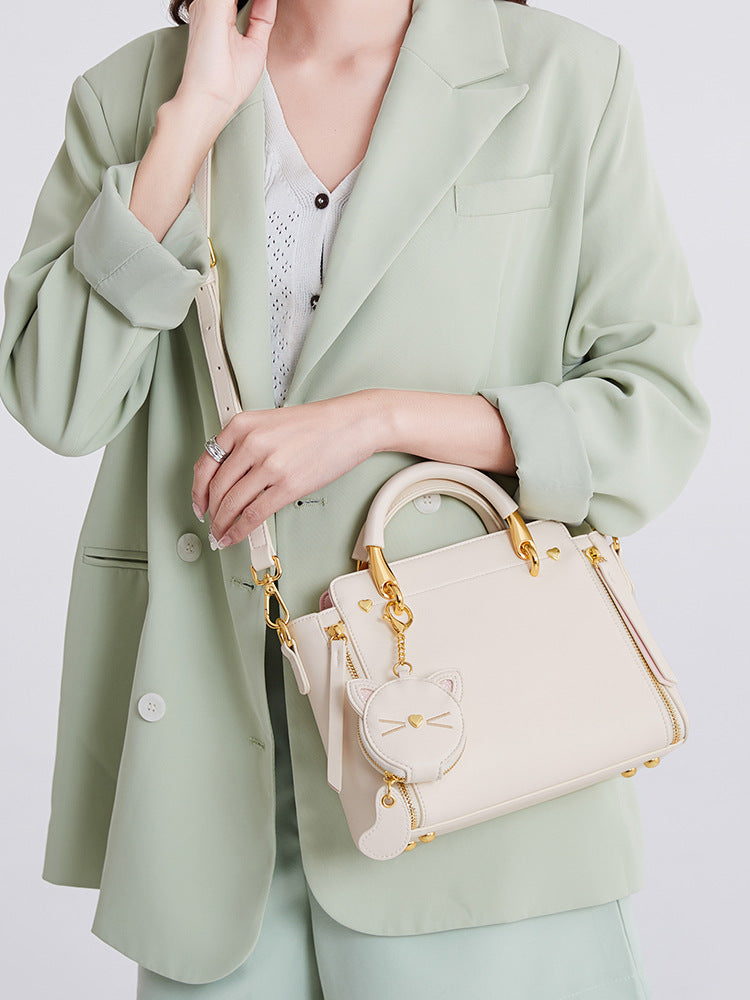 Women's High Quality Cat Tote Genuine Leather Handbags