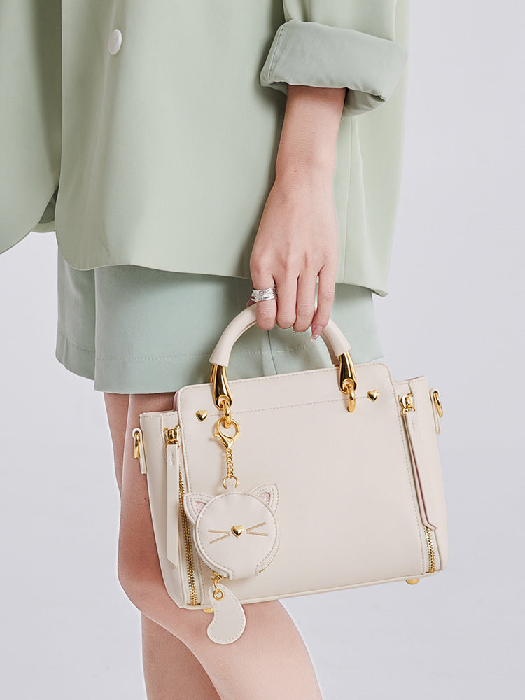 Women's High Quality Cat Tote Genuine Leather Handbags