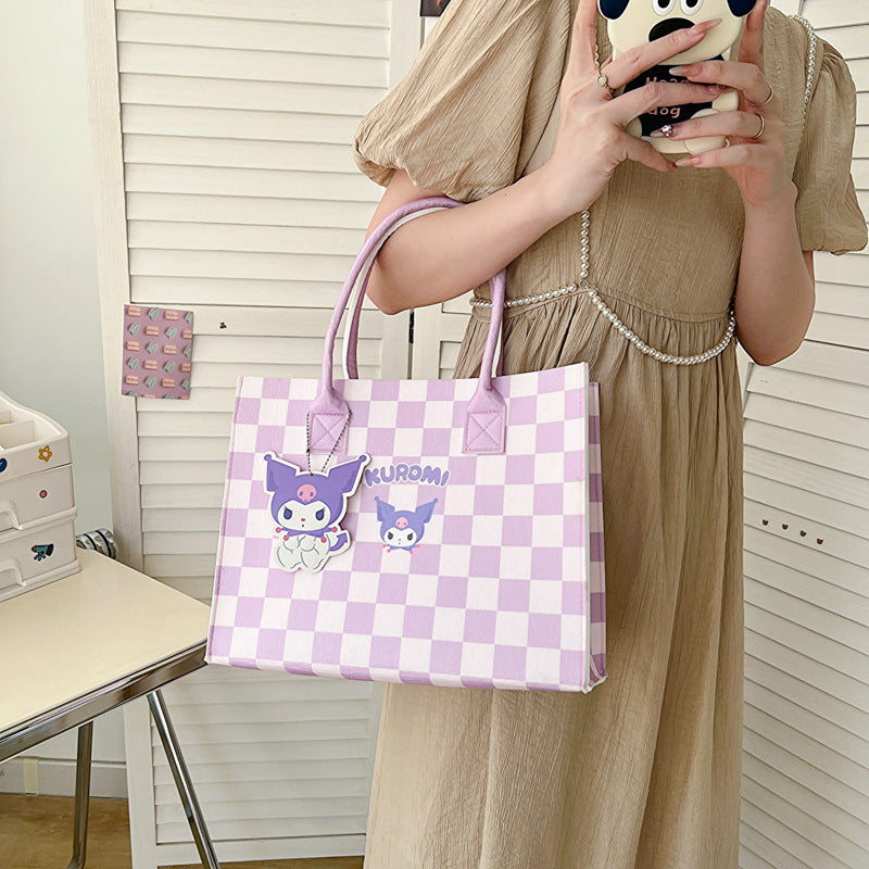 Large Capacity Cartoon Clow Check Tote Cosmetic Bags