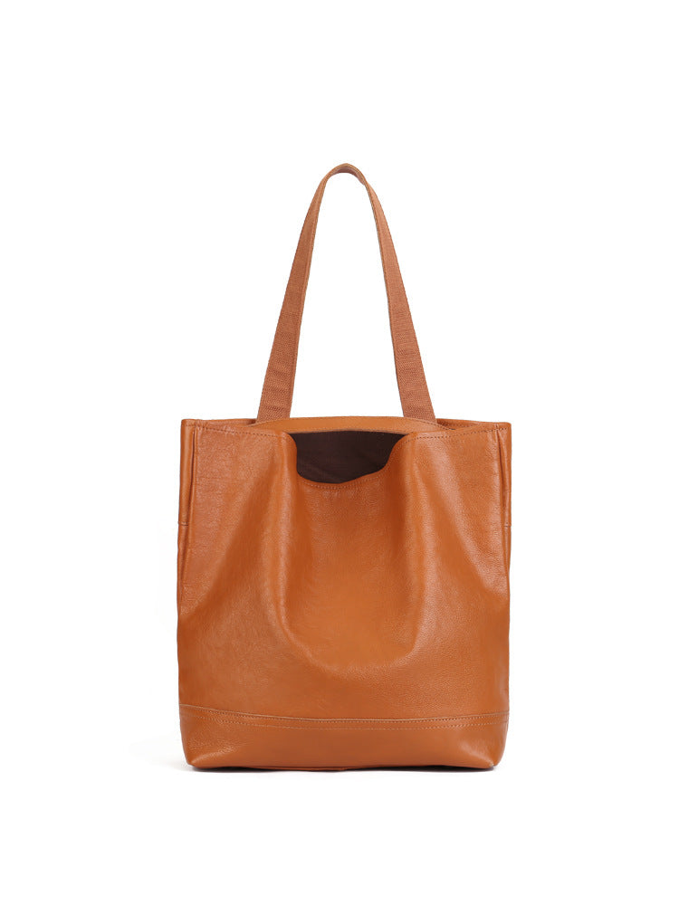 Women's Layer Cowhide Tote Solid Color Soft Crossbody Bags
