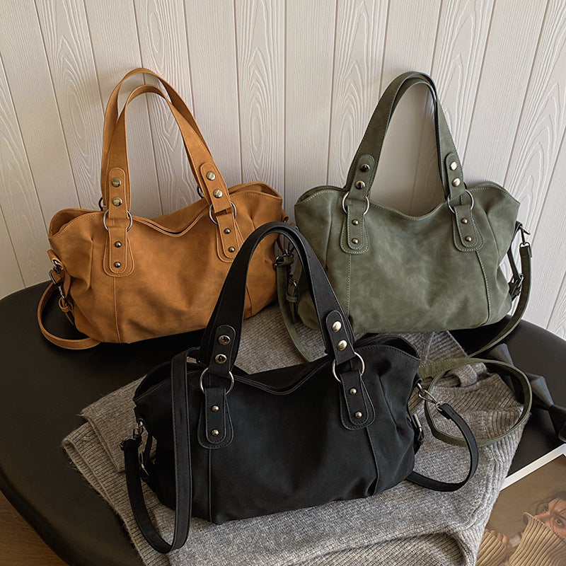 Women's Large Capacity Totes Frosted Solid Color Crossbody Bags