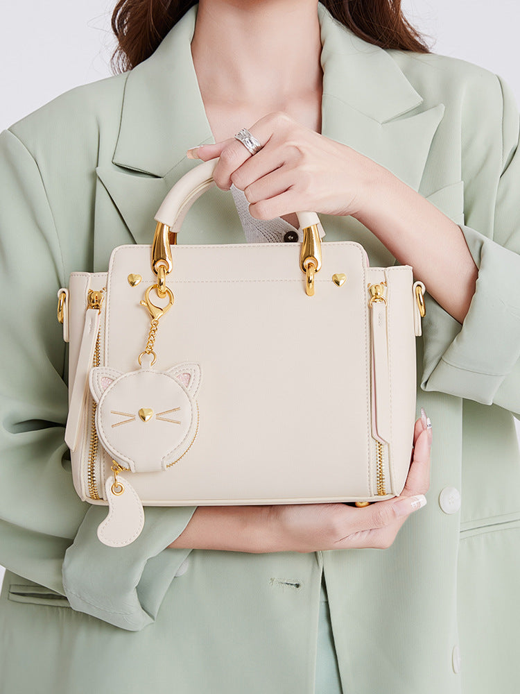 Women's High Quality Cat Tote Genuine Leather Handbags