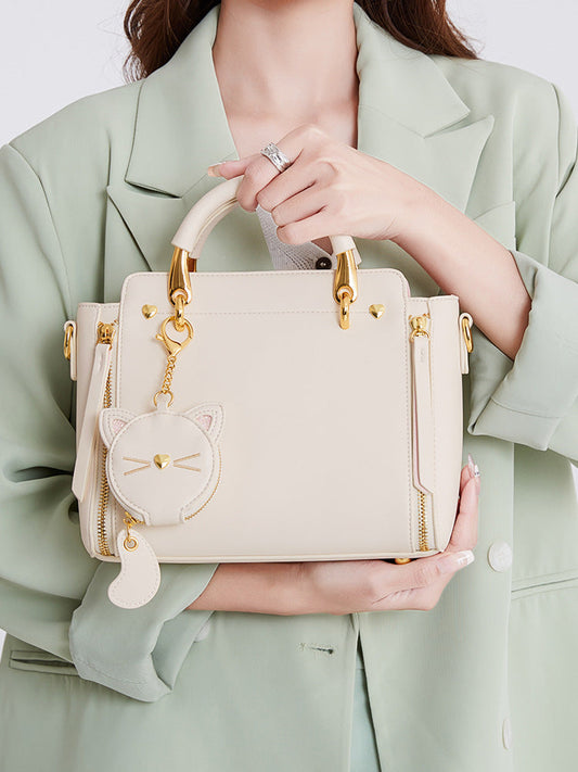 Women's High Quality Cat Tote Genuine Leather Handbags