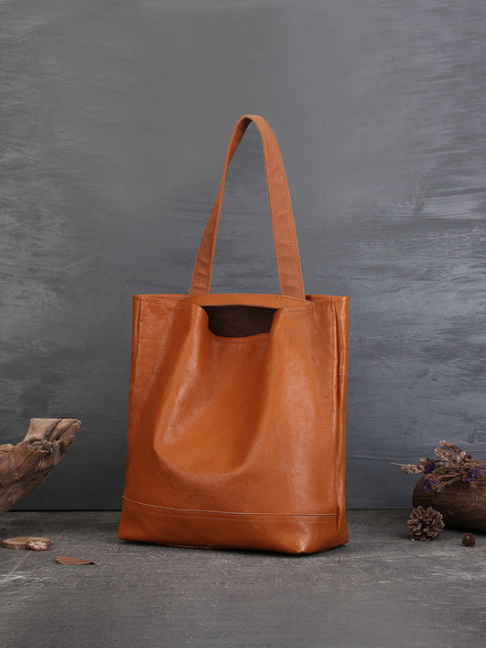 Women's Layer Cowhide Tote Solid Color Soft Crossbody Bags