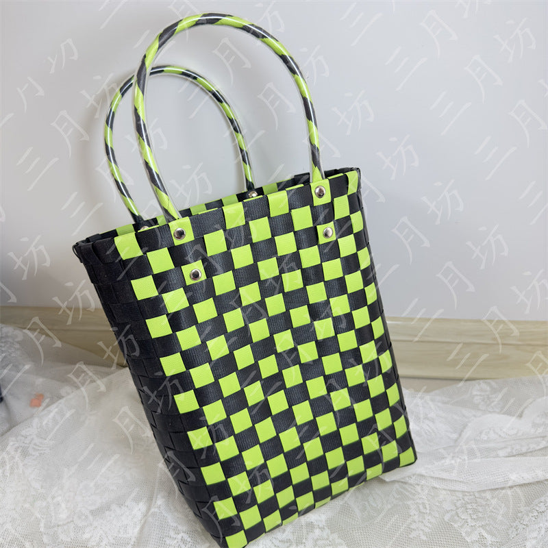 Gift Portable Bucket Vegetable Basket Straw Tote Handbags